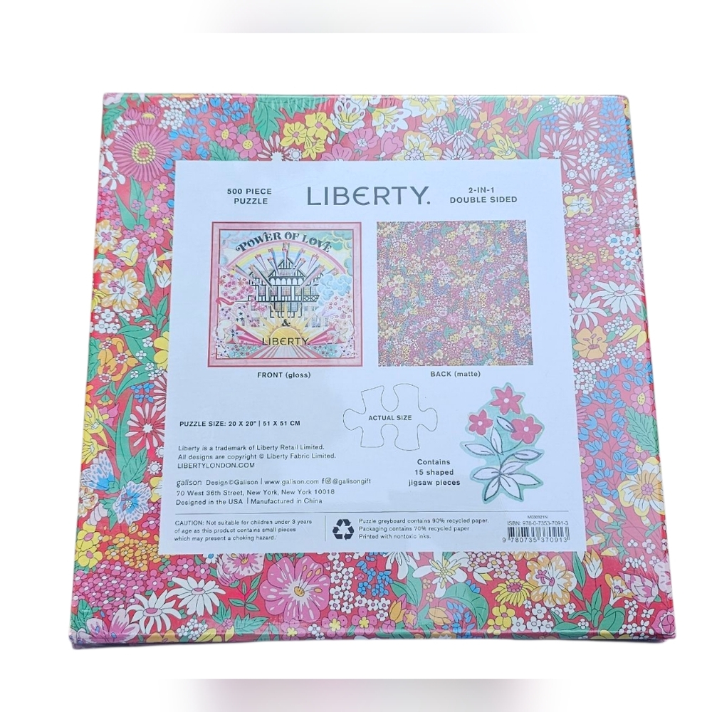 NEW Galison Liberty 'Power of Love' Puzzle DOUBLE-SIDED 500 Pieces - Picture 5 of 5